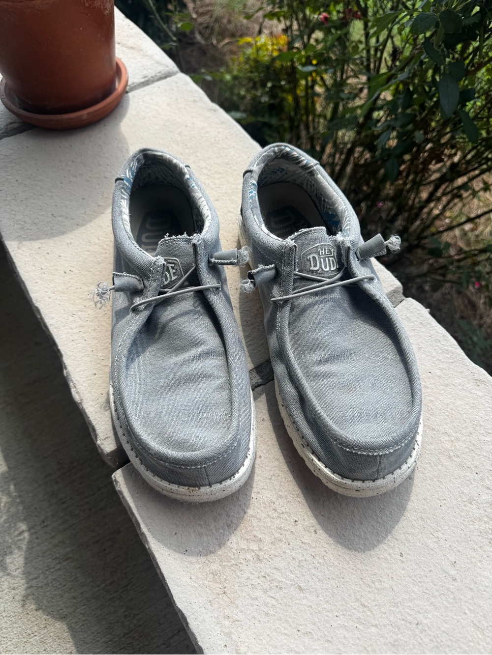 Hey Dude Men’s Size 12 Gray Canvas Casual Slip-On Shoes Lightweight